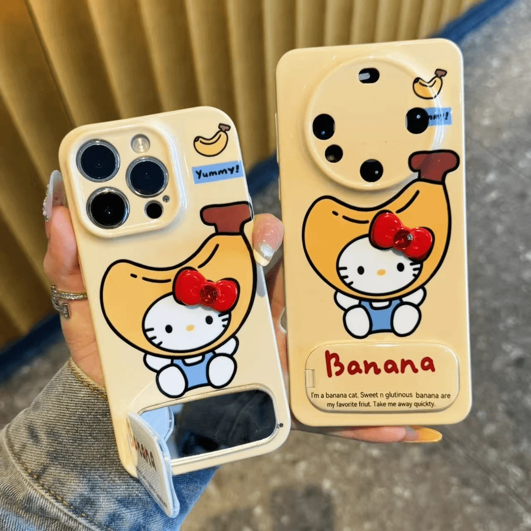 立体蝴蝶结香蕉kt适用苹果16菲林手机壳华为P70vivoppo小米卡通女