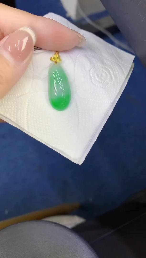 颈饰18K金镶嵌翡翠缅甸天然翡翠a货341