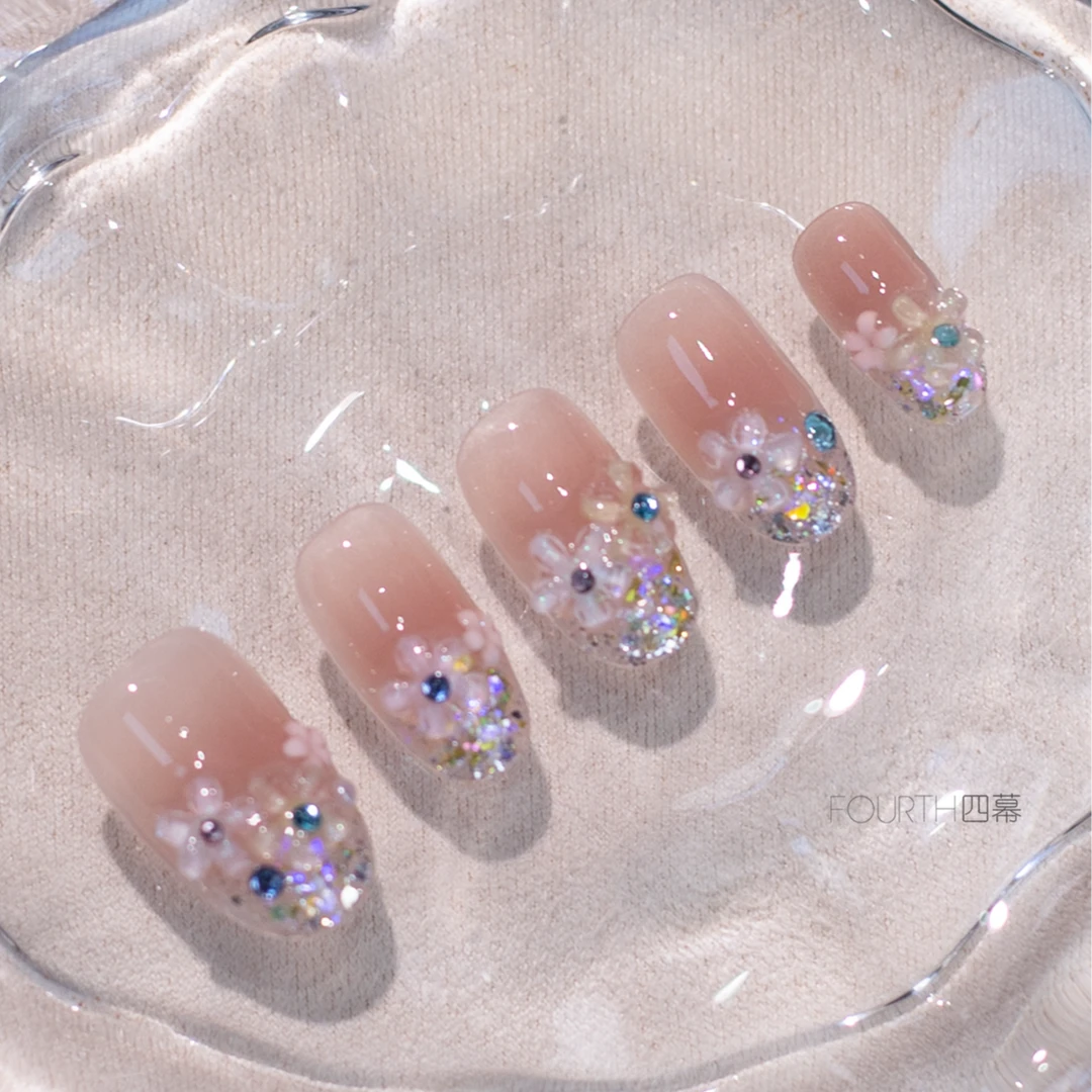 Fourth nail 【莫奈花园】纯手工穿戴甲时尚夏季粉色
