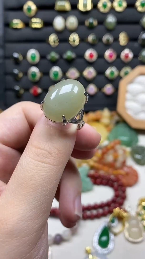 和田玉（碧玉）戒指合金多样性发货拍一发一