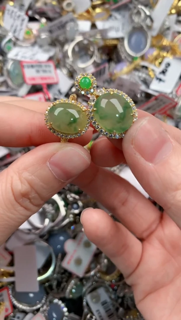 银S925镶嵌戒指翡翠999----3