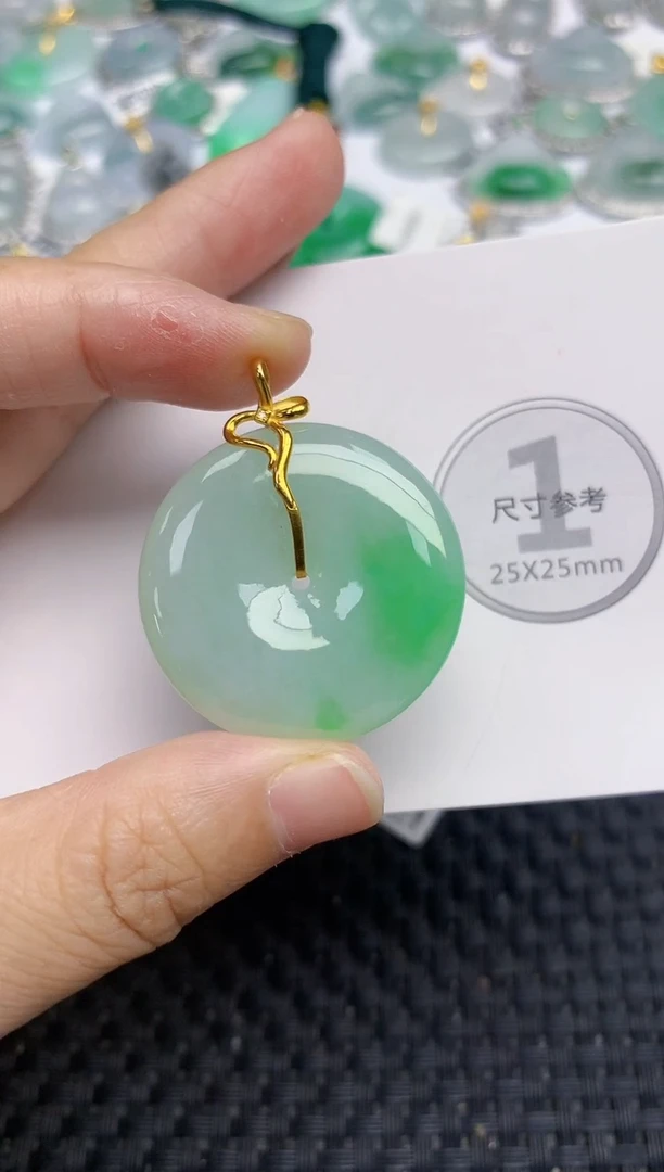 颈饰18K金镶嵌翡翠天然缅甸A货翡翠百元以上9元证书费自理