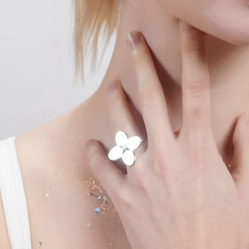 SSIXEE 合金戒指 【胡嘉欣同款】星星糖系列 星星花幸运开口戒指