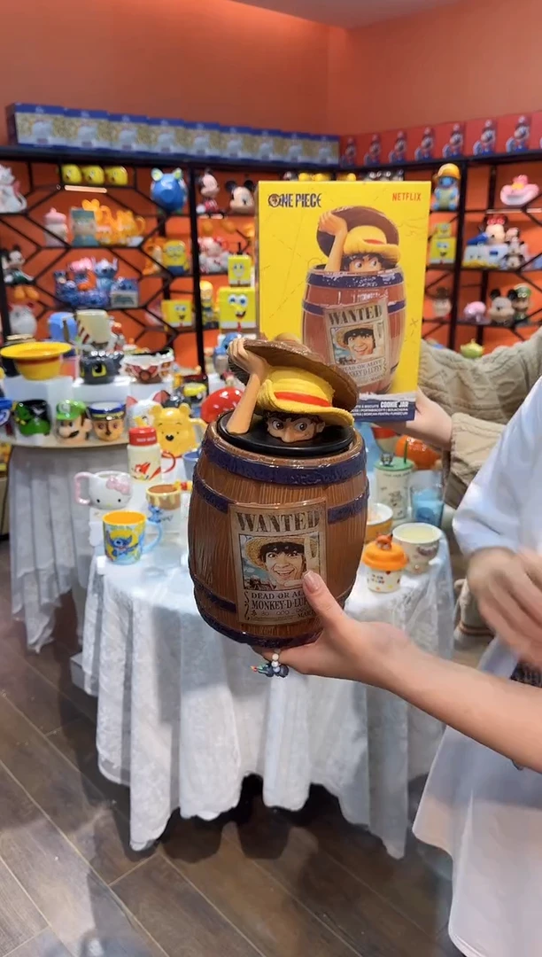 瓷片@@海贼王木桶路飞陶瓷储物罐