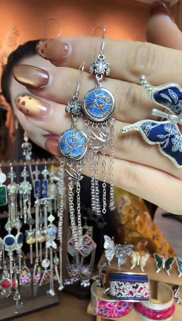 刺绣纯手工民族风耳环