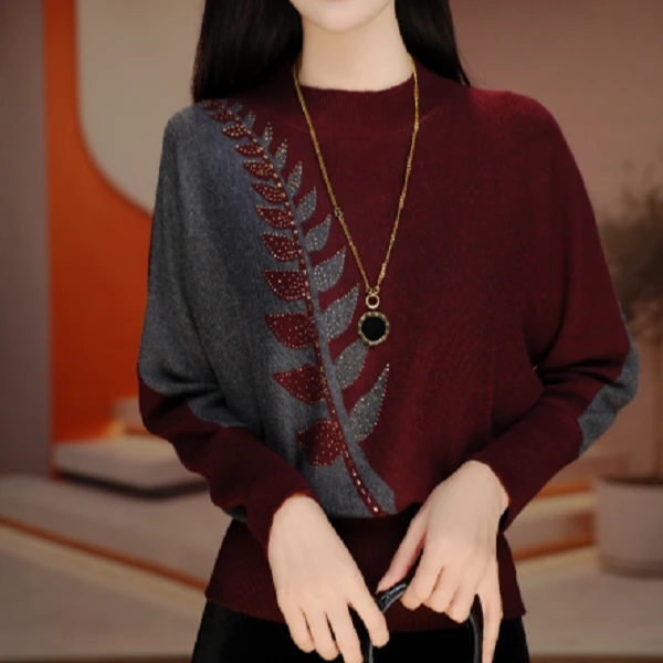 素曼 秋冬新款长袖气质显瘦百搭时尚轻奢女士套头毛衣V25P948