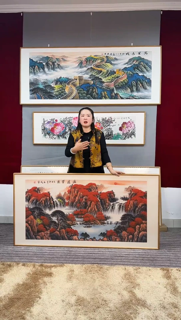 国画手绘鸿运当头162*82尺寸
