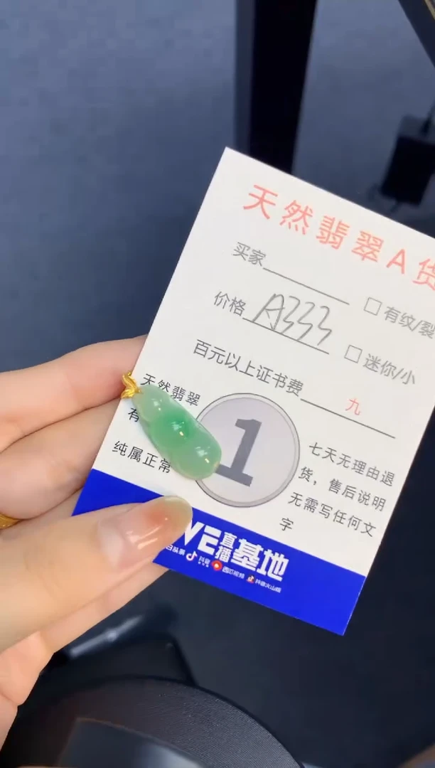 颈饰18K金镶嵌翡翠天然缅甸A货翡翠