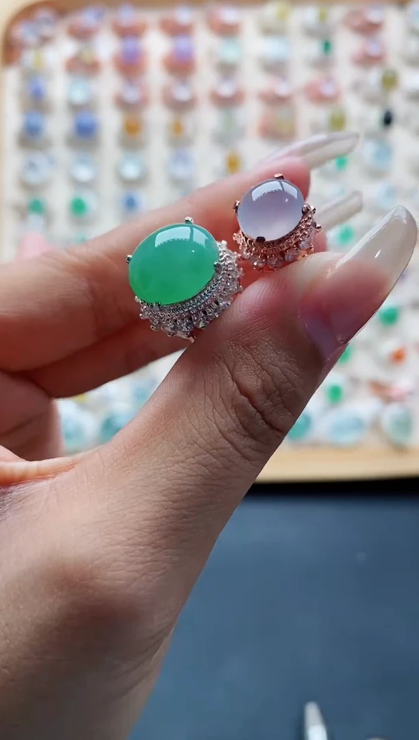 未镶嵌戒指翡翠 天然缅甸翡翠A货222 1-4/5