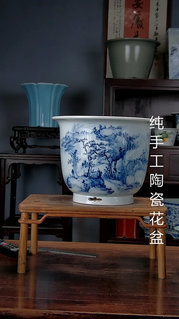 休*符景德镇手工陶瓷花盆