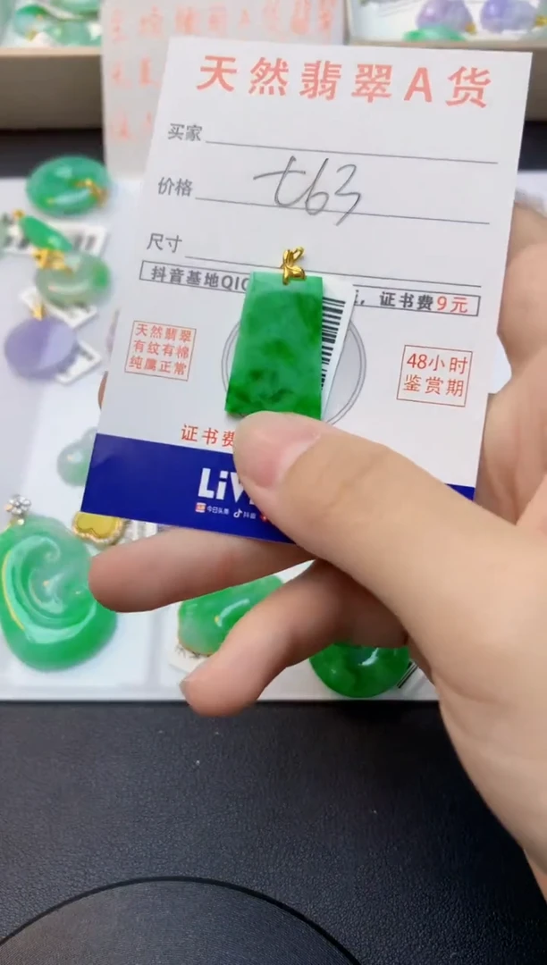 颈饰18K金镶嵌翡翠天然缅甸A货翡翠百元以上9元证书费自理