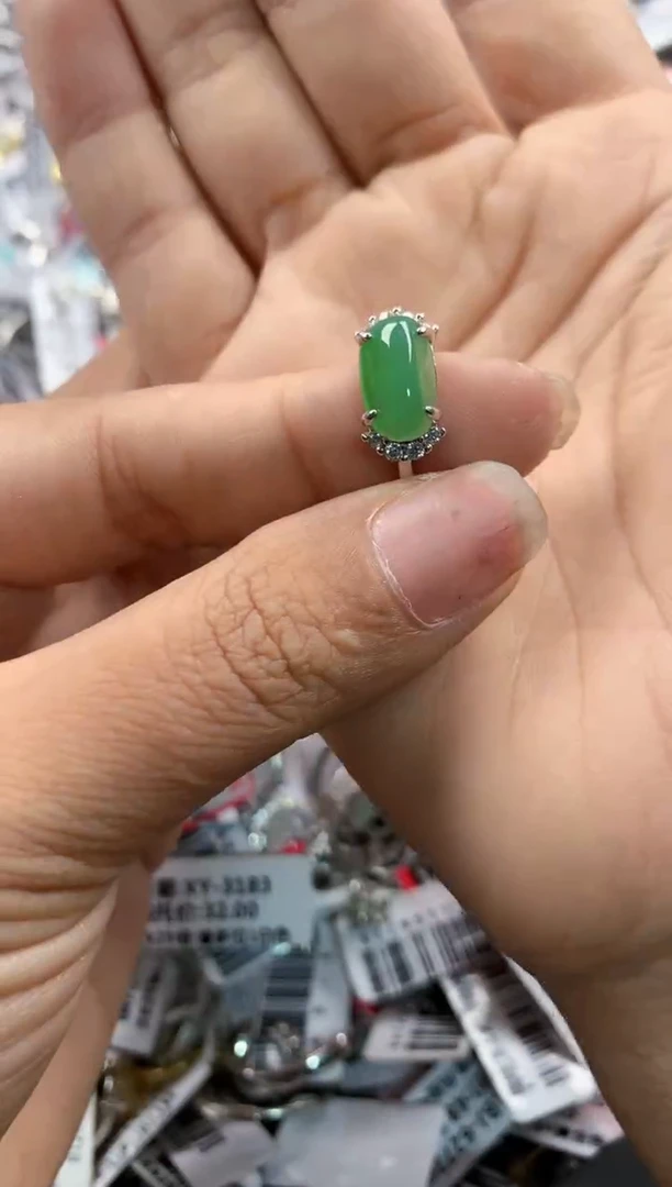 银S925镶嵌戒指翡翠16    10
