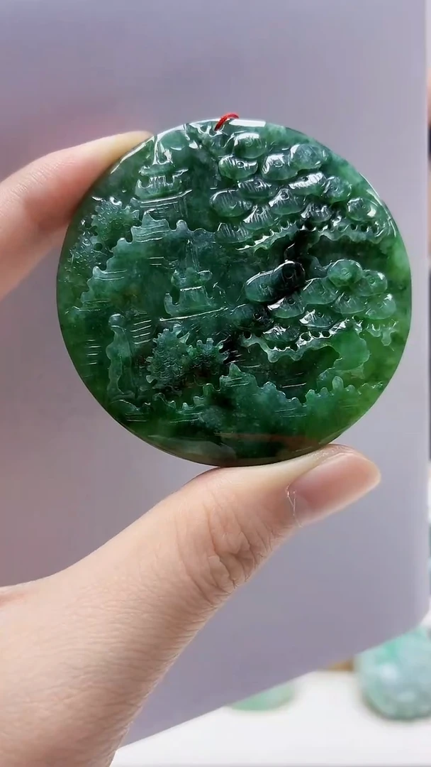 未镶嵌定制翡翠4852zm-毛货挂件山水20