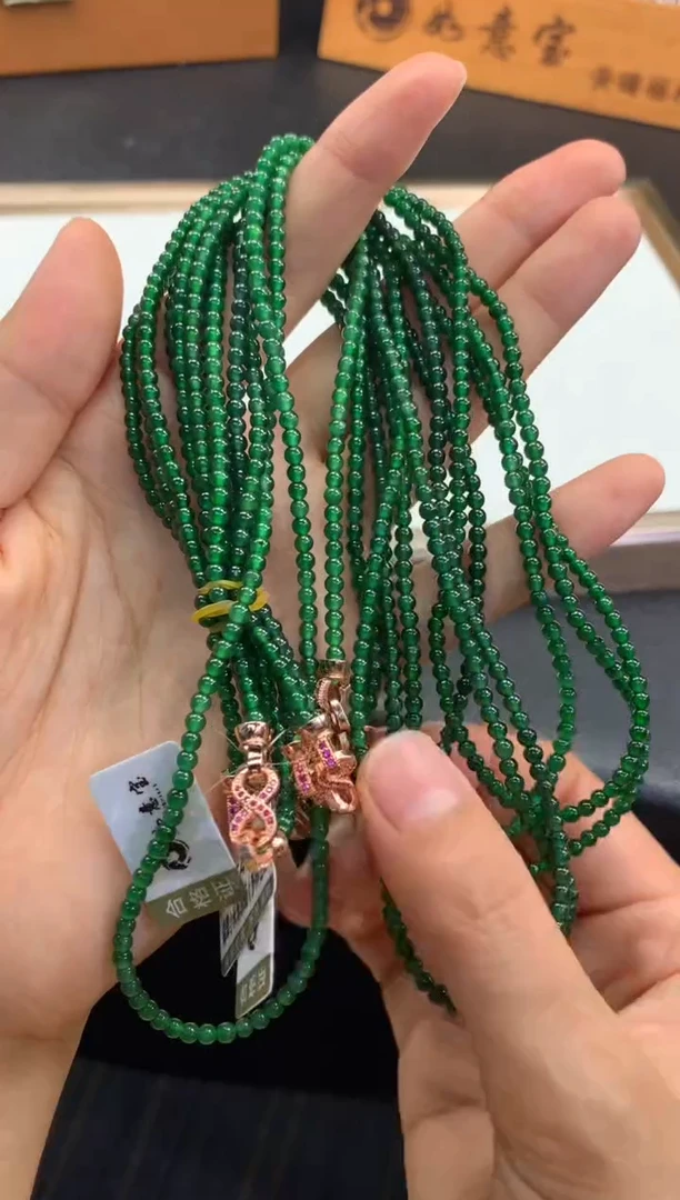 翡翠未镶嵌颈饰FC434 翡翠小米珠项链 多样性发其一