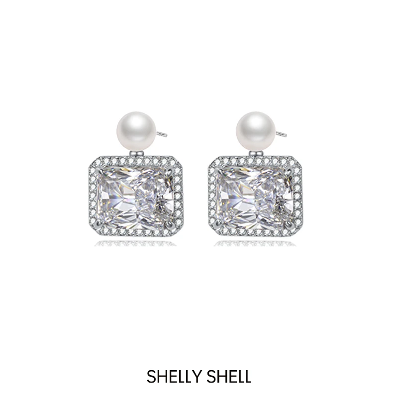 Shelly Shell 铜合金耳饰 小酒壶方钻耳钉 气质轻奢个性