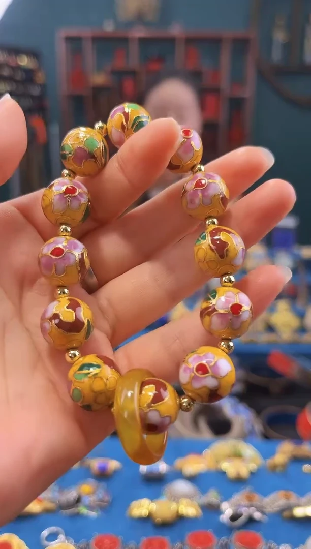 非遗 景泰蓝手串1.4 黄色