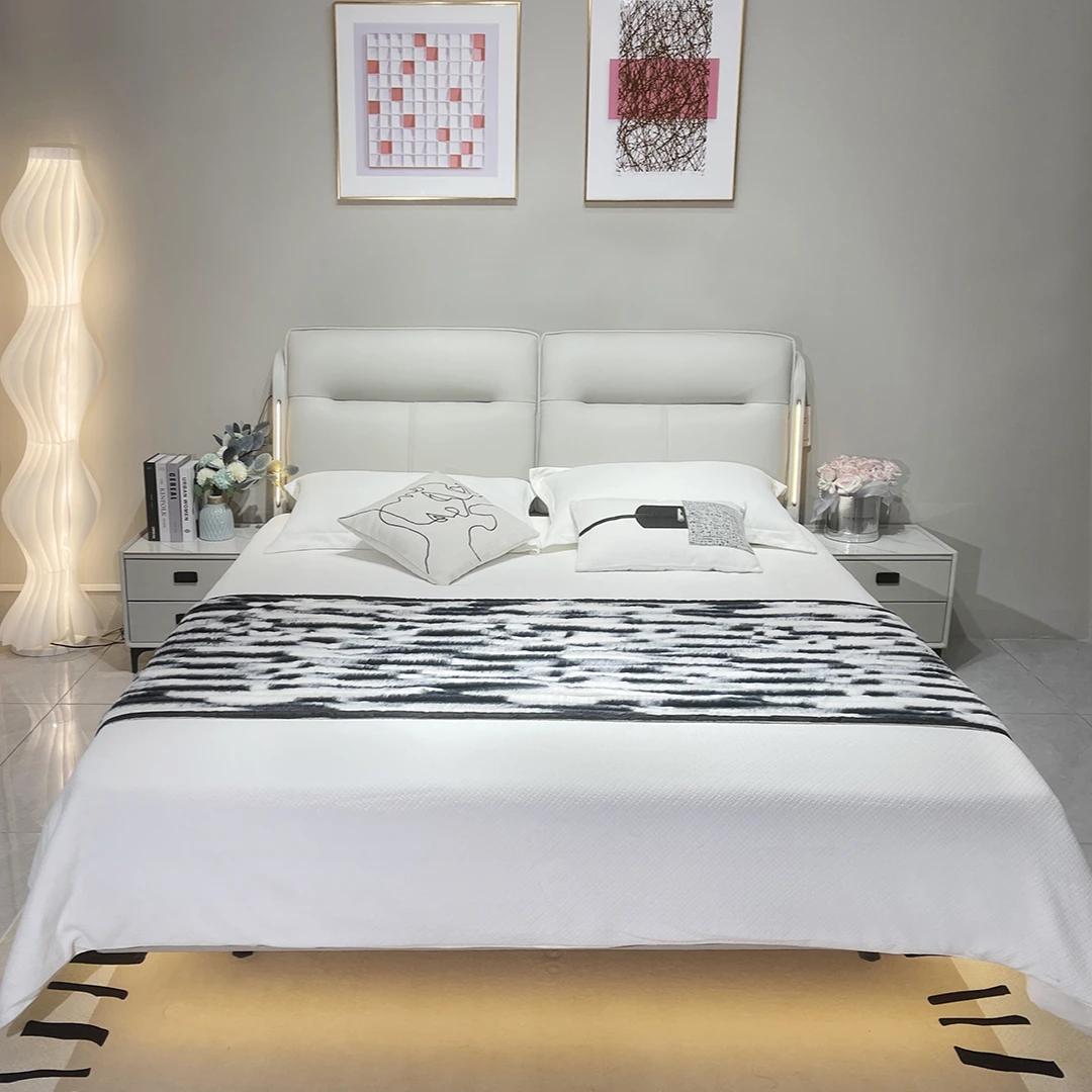 6606#高箱抽屉【班长活动】床头靠背可调节功能床头层皮主卧双人床