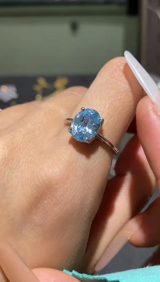 银S925镶嵌戒指托帕石戒指