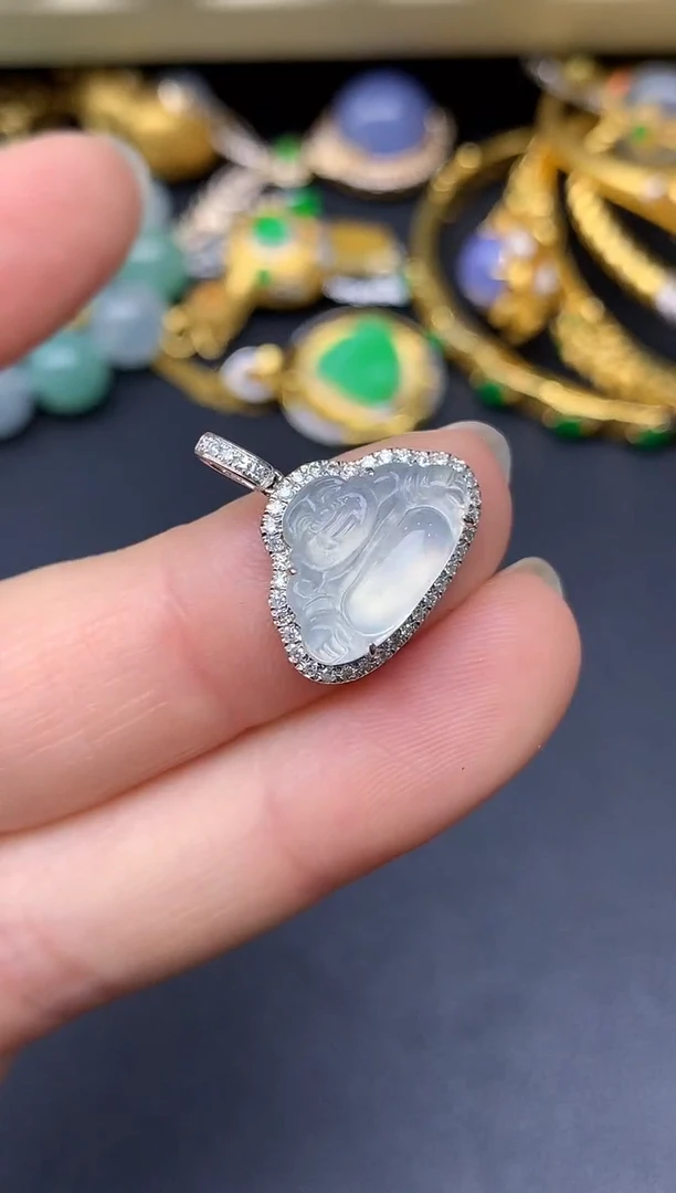 颈饰18K金镶嵌翡翠191-雪姐翡翠天天见