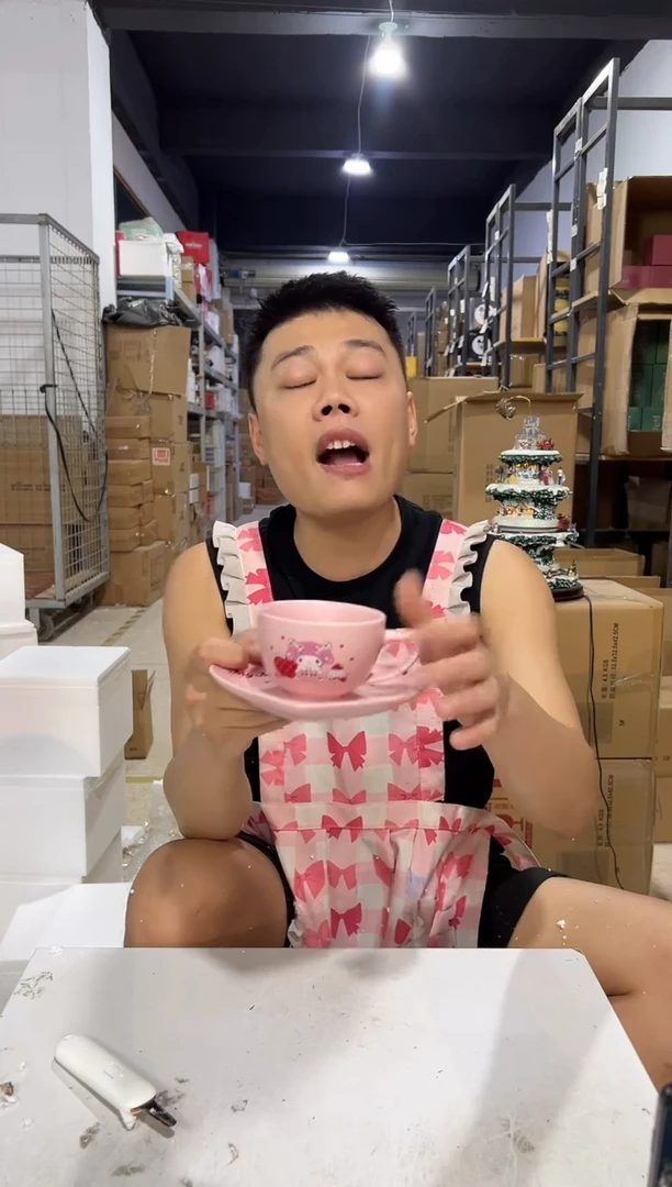 瓷片美乐蒂一杯一碟 开片