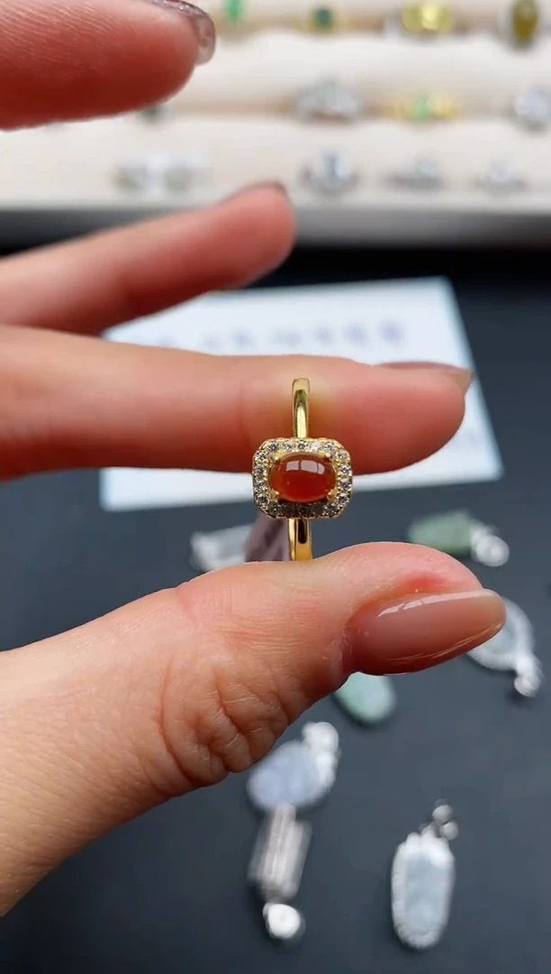 银S925镶嵌戒指翡翠缅甸天然A货翡翠33  2-