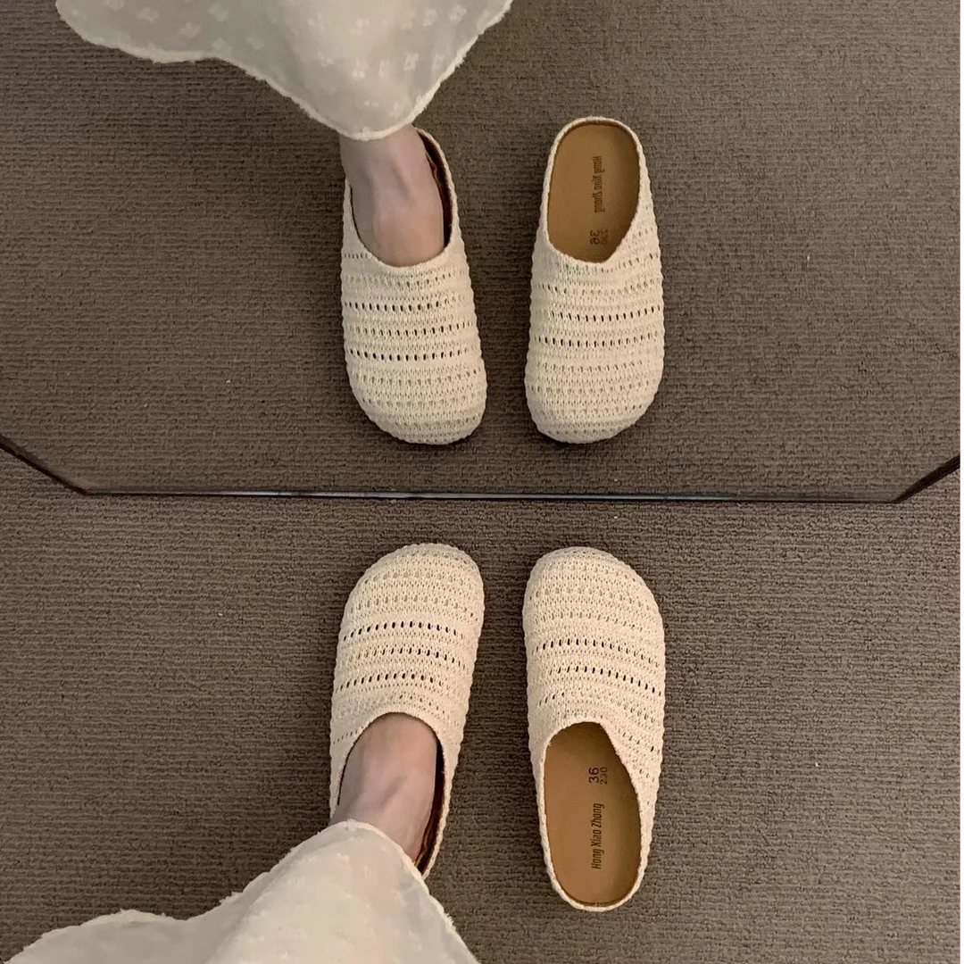 晚晚风厚底波西米亚勃肯鞋女外穿2025春夏度假一脚蹬包头半拖单鞋