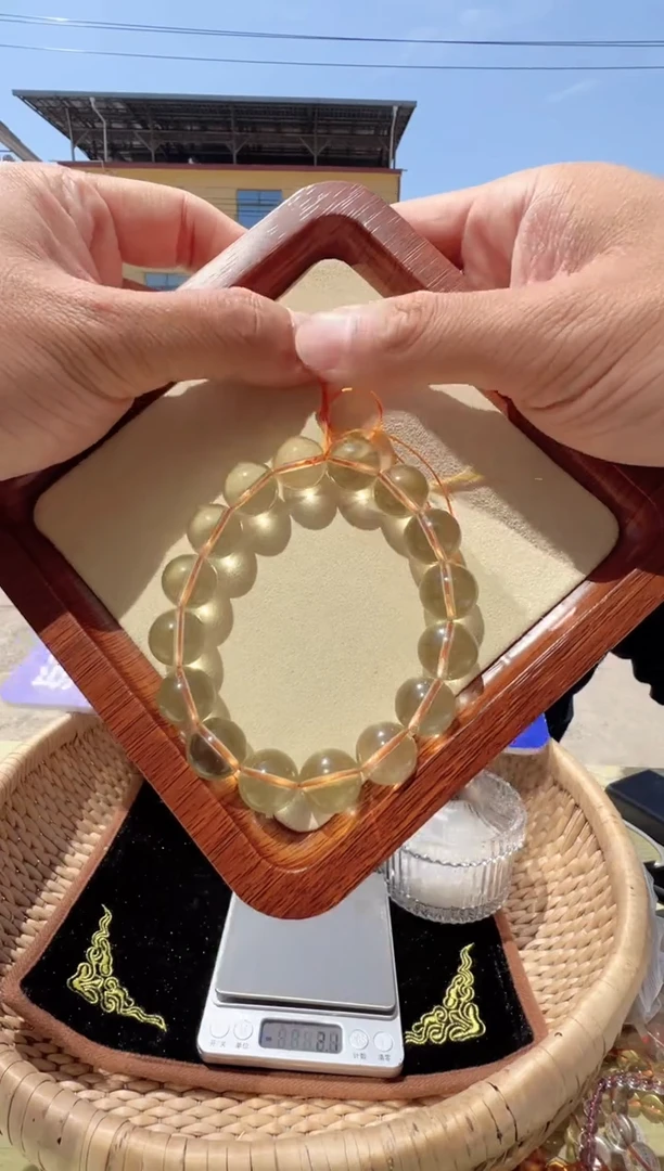 水晶手链未镶嵌13mm+ 双A 全净体 巴西黄水晶