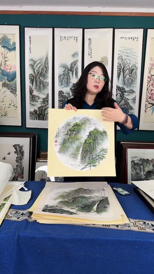 国画50*50山水卡