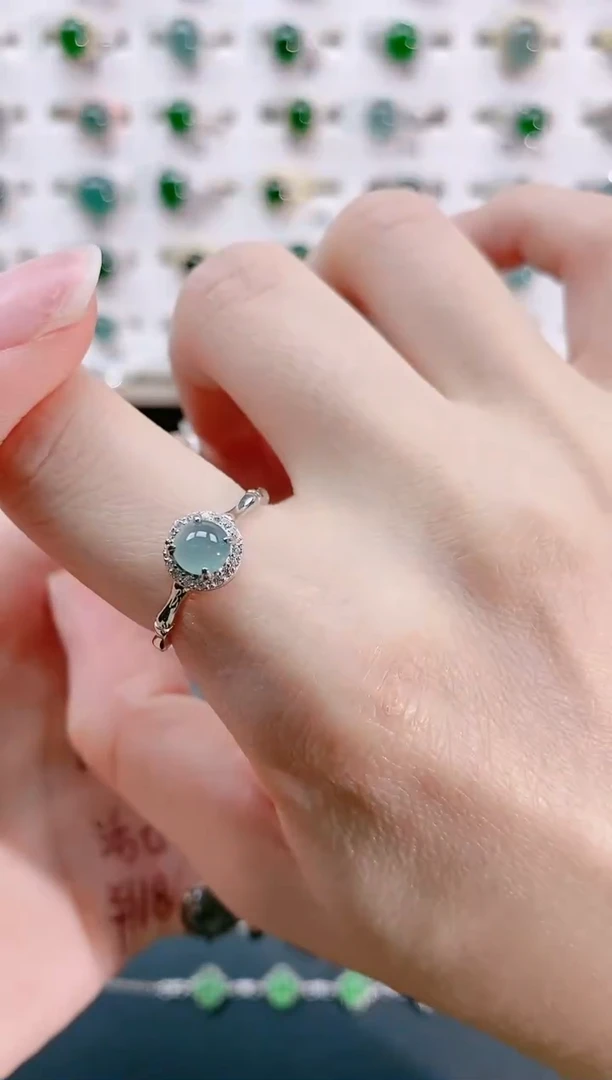 【闪购商品】翡翠戒指银S925镶嵌天然翡翠