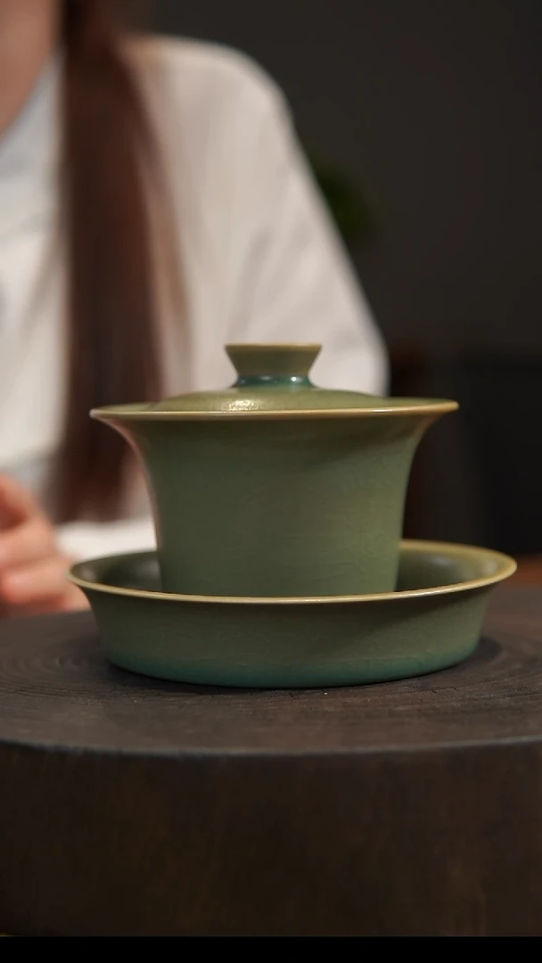 杯子D****u大马蹄盖碗 汝州原产地  原矿老釉