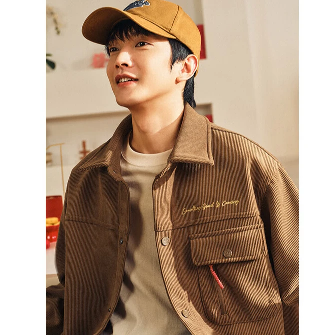 安踏好事发生  新年款男冬季新款加绒加厚茄克外套152518601-LL