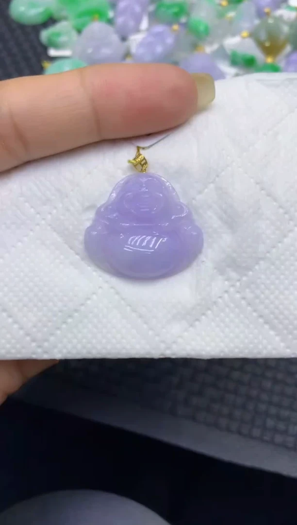 颈饰18K金镶嵌翡翠天然缅甸A货翡翠