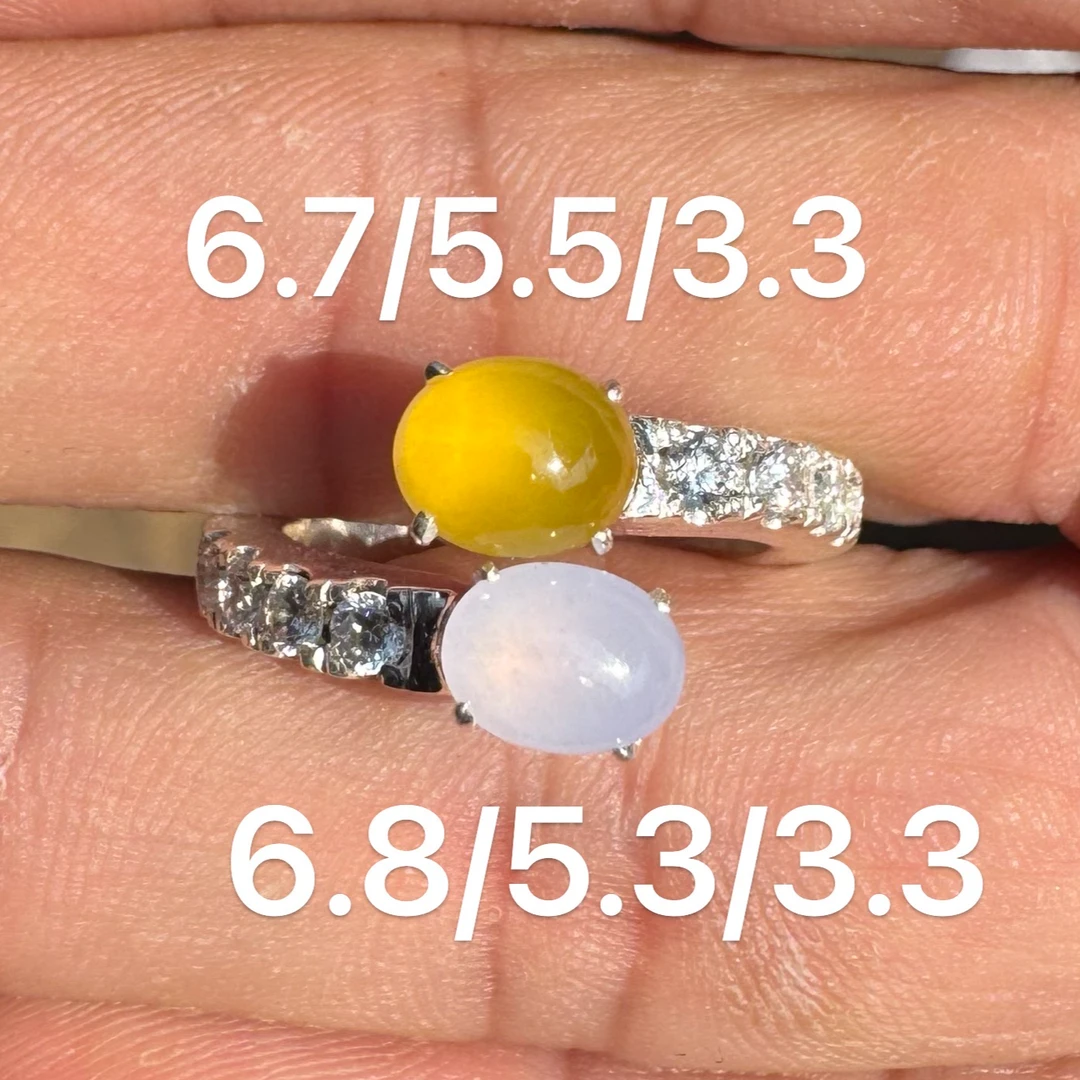 0112(小哪吒在源头)冰种翡翠双彩戒面干净肉细杠味荧光足M30