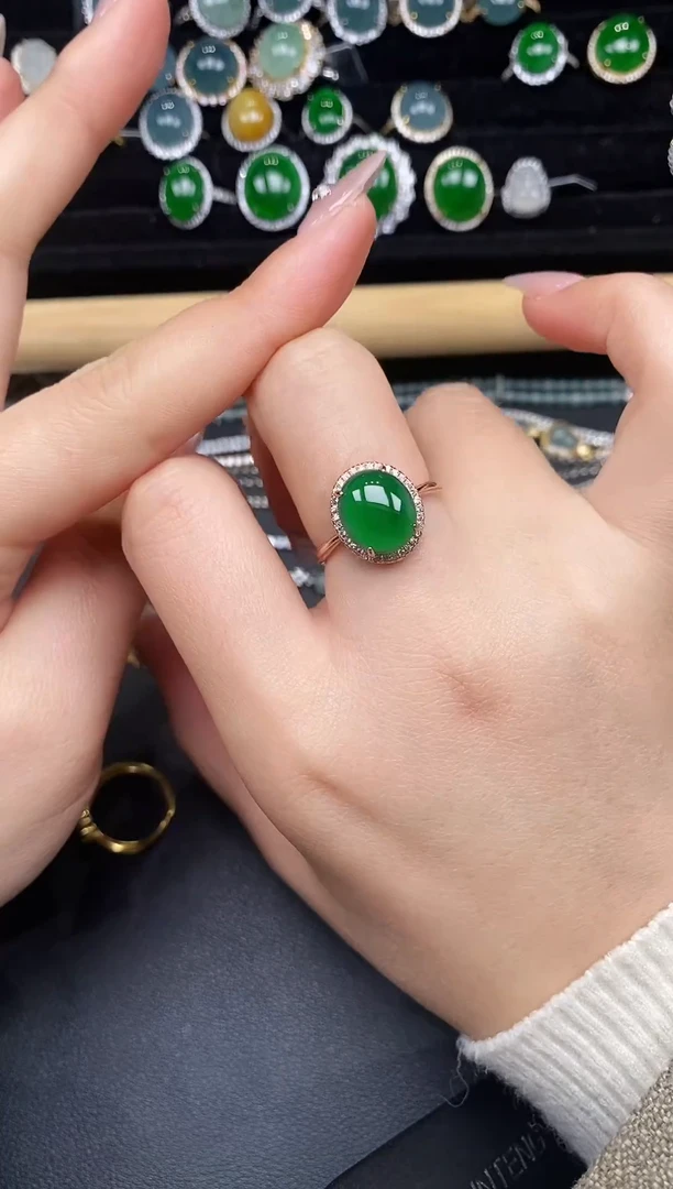 银S925镶嵌戒指翡翠237837