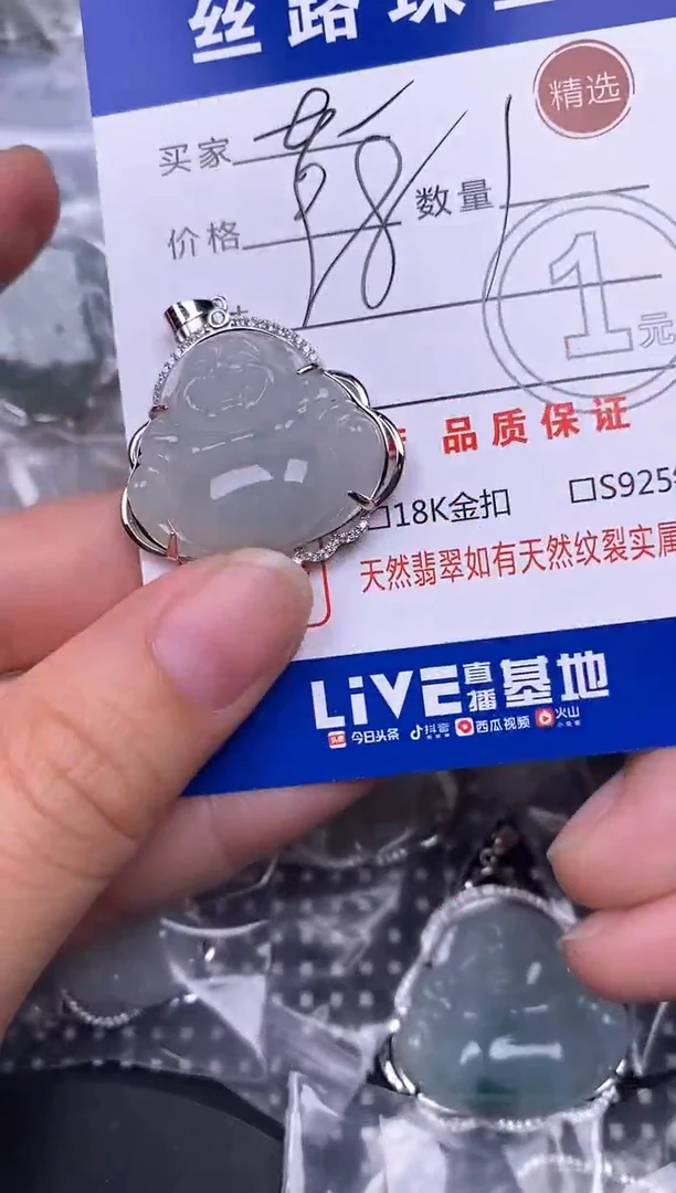 颈饰银S925镶嵌翡翠城****尼挂件