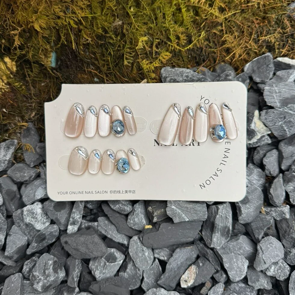 【蓝宝石】温柔气质 百搭轻奢蓝钻锆石纯手工穿戴甲