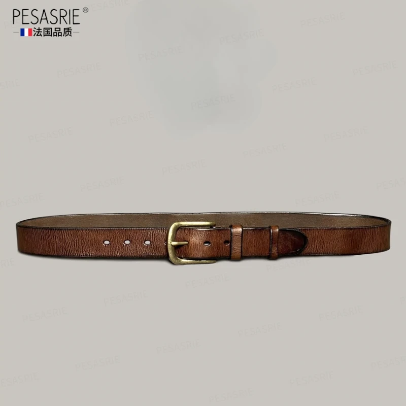 男士皮带男款2025新款爆款复古男士铜扣腰带休闲商务高级轻奢礼物