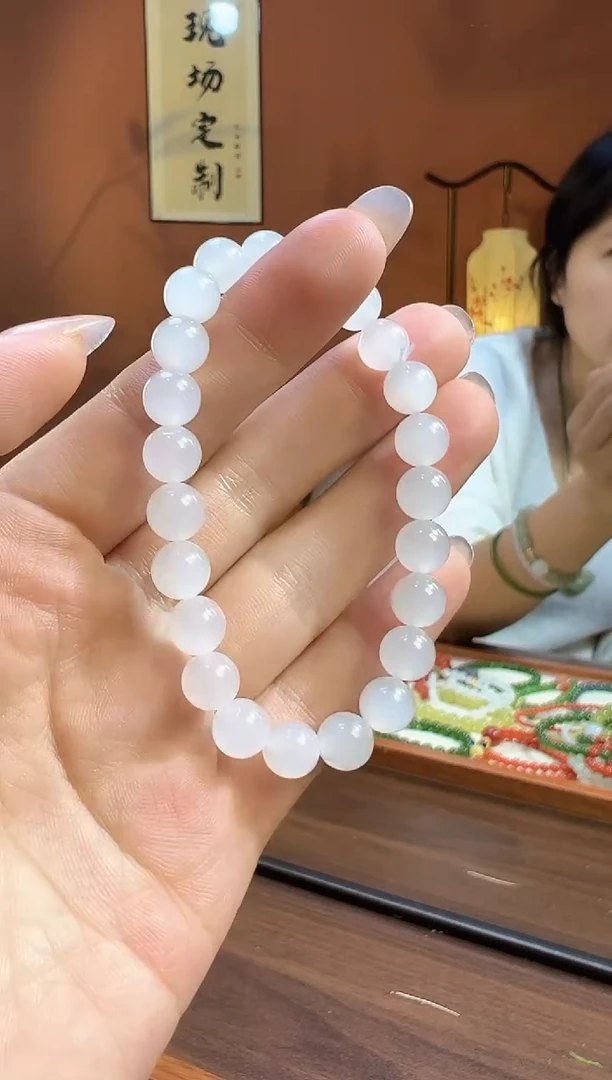 未镶嵌手串和田玉收藏级白玉8mm