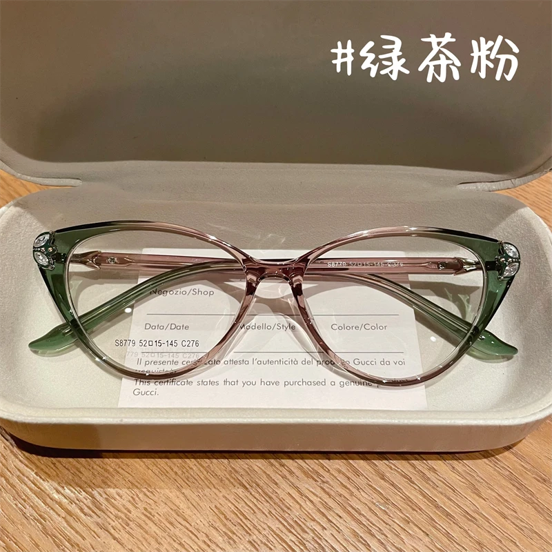 超轻复古猫眼近视黑框眼镜女防蓝光可配有度数镜片素颜显瘦眼睛架