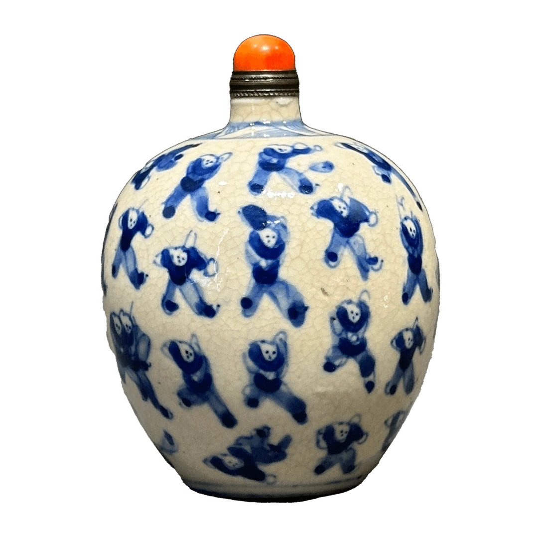 25120044y煨瓷青花童子罐