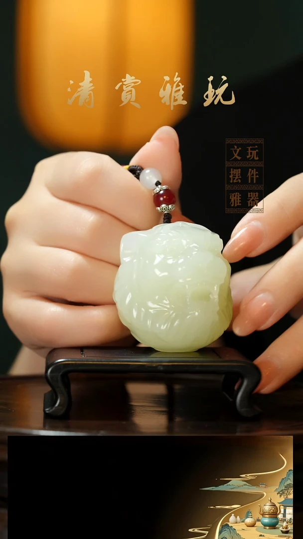 玉《虎头》手把件摆件