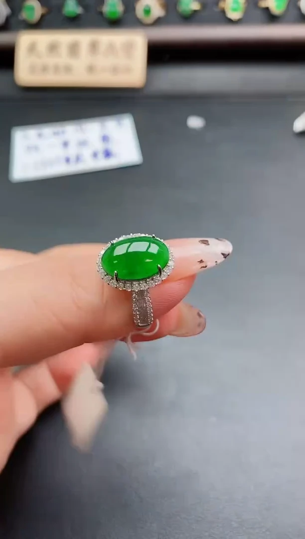 银S925镶嵌戒指翡翠1