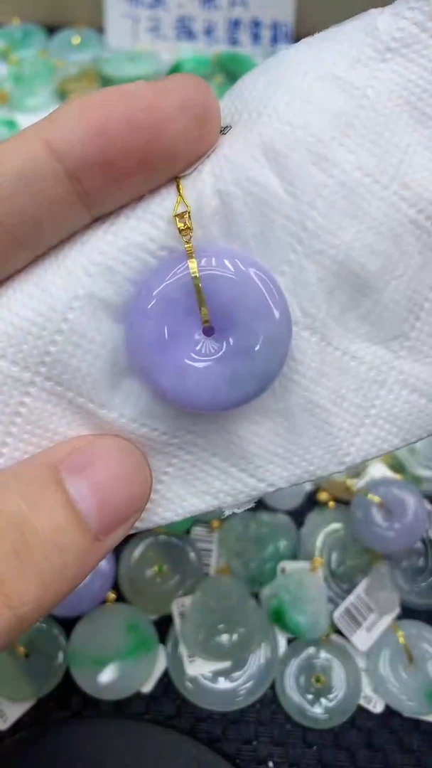 颈饰18K金镶嵌翡翠天然缅甸A货翡翠