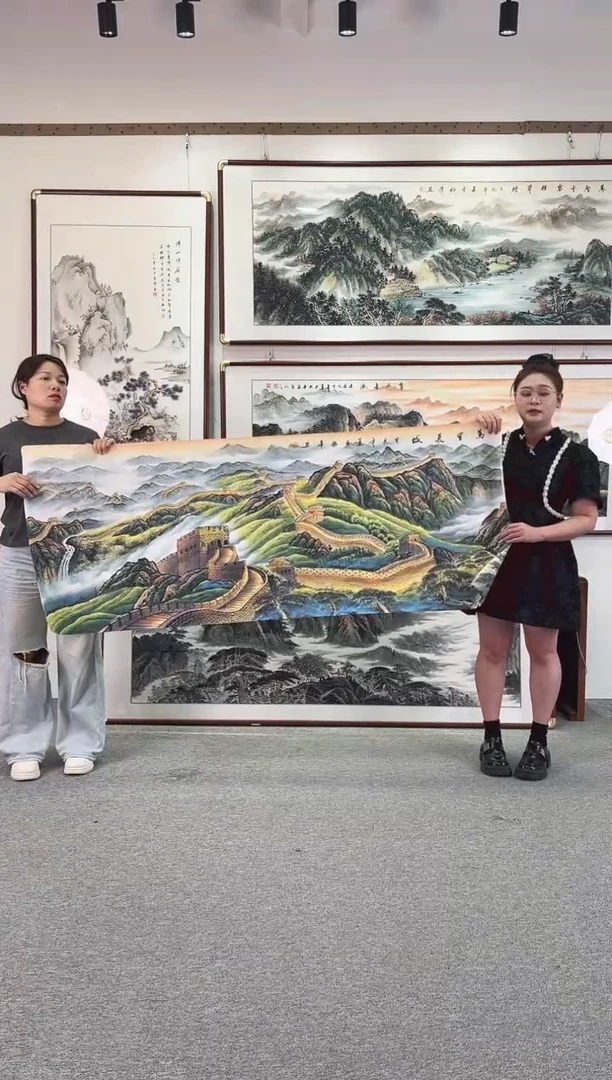 国画纯手绘177x67万里长城