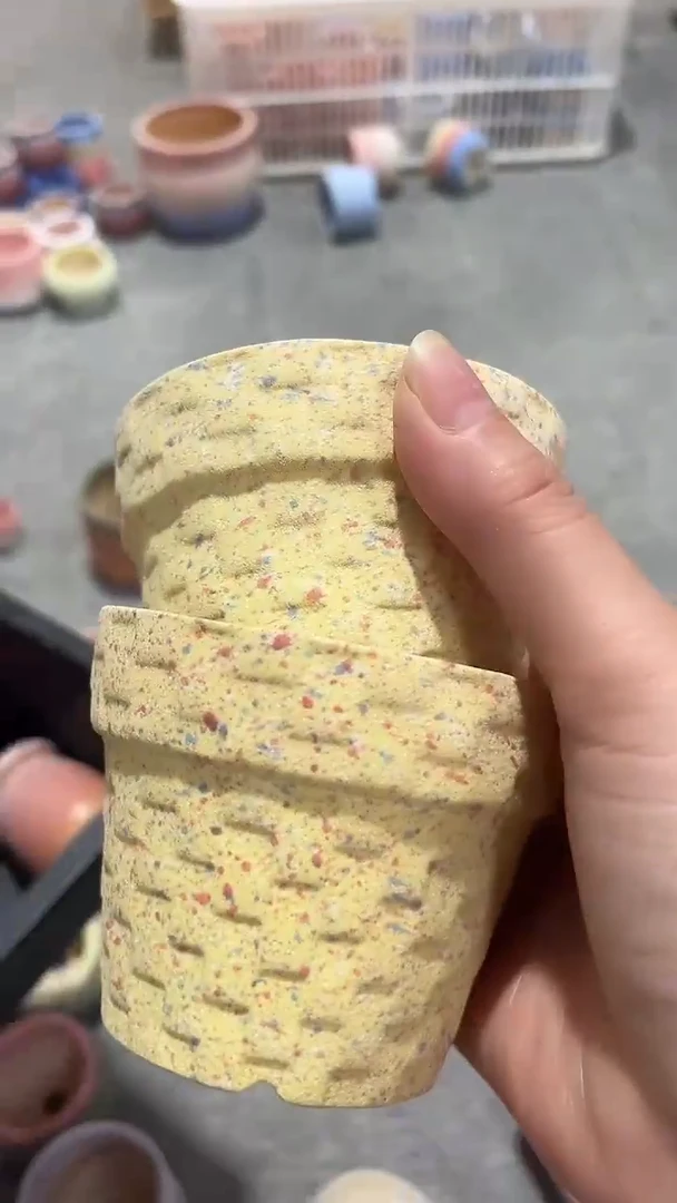 麦饭石粗陶多肉花盆口径8*7微瑕两个