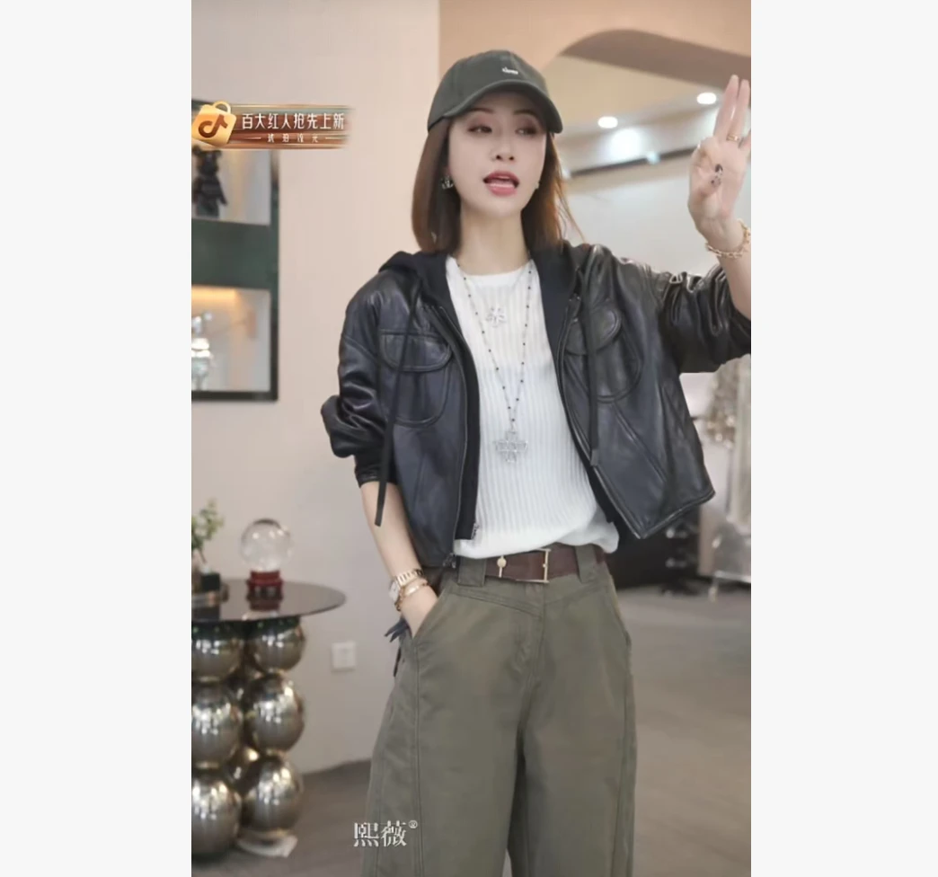 熙薇【机车女神】2025早秋新款时尚气质休闲百搭宽松皮衣外套H5035
