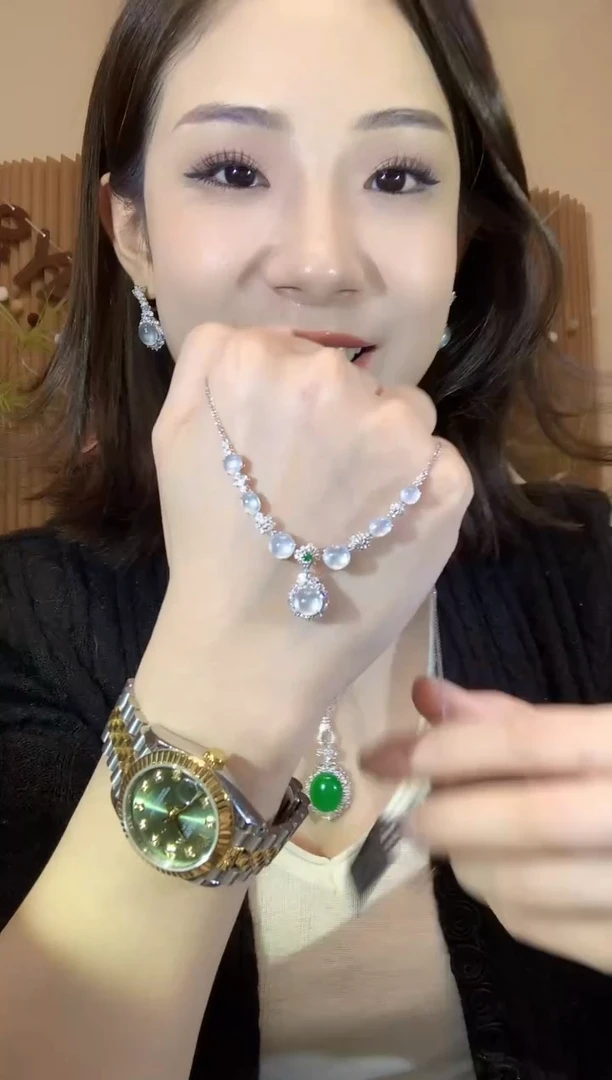 套链18K金镶嵌翡翠S14  多样性发货一件