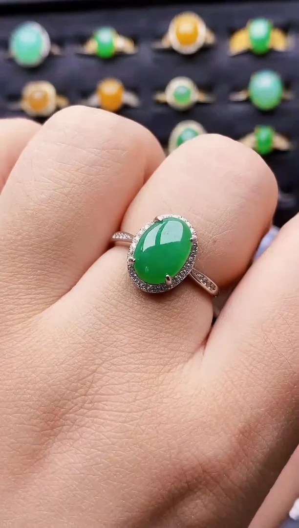 银S925镶嵌戒指翡翠0015