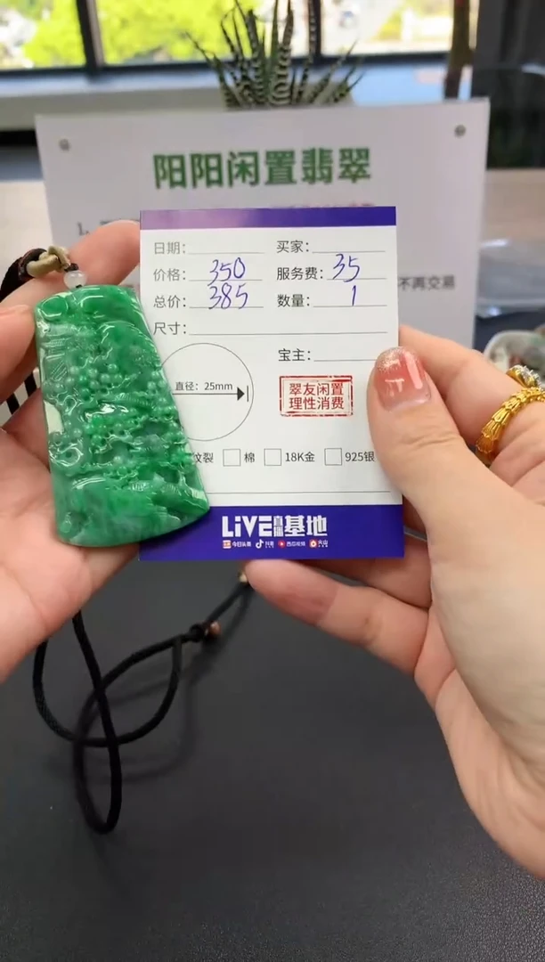 【闪购商品】翡翠吊坠(不含链)未镶嵌山水牌|350+35不退不换