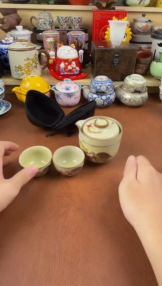 陶瓷茶具摆件旅行套组